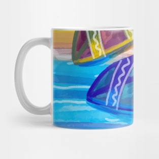 Pretty Watercolor Surfboards Mug